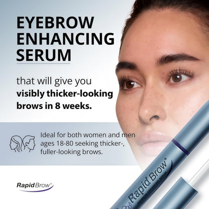 RapidBrow Eyebrow Enhancing Serum - 2 Month Supply, 3mL Results in 60 days - Hydrating Hair Serum for Visibly Thicker-Looking Brows, Apply AM & PM