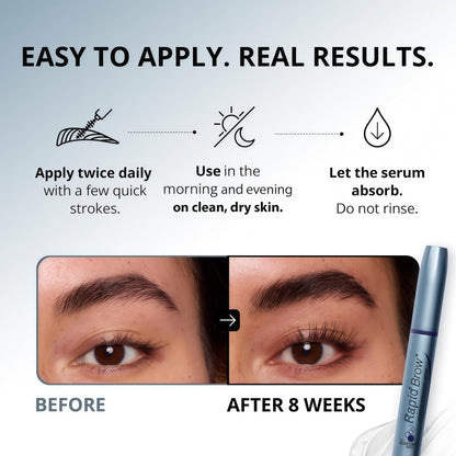 RapidBrow Eyebrow Enhancing Serum - 2 Month Supply, 3mL Results in 60 days - Hydrating Hair Serum for Visibly Thicker-Looking Brows, Apply AM & PM