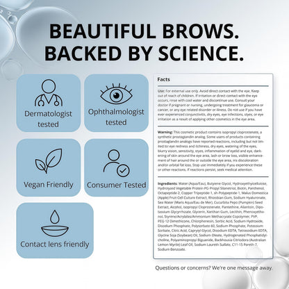 RapidBrow Eyebrow Enhancing Serum - 2 Month Supply, 3mL Results in 60 days - Hydrating Hair Serum for Visibly Thicker-Looking Brows, Apply AM & PM