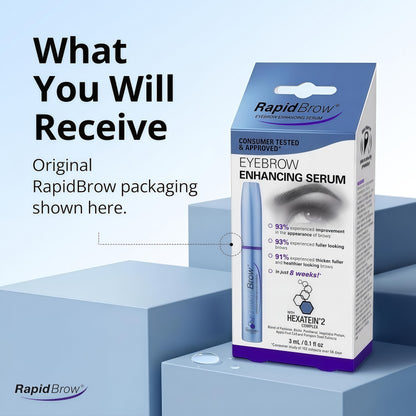 RapidBrow Eyebrow Enhancing Serum - 2 Month Supply, 3mL Results in 60 days - Hydrating Hair Serum for Visibly Thicker-Looking Brows, Apply AM & PM
