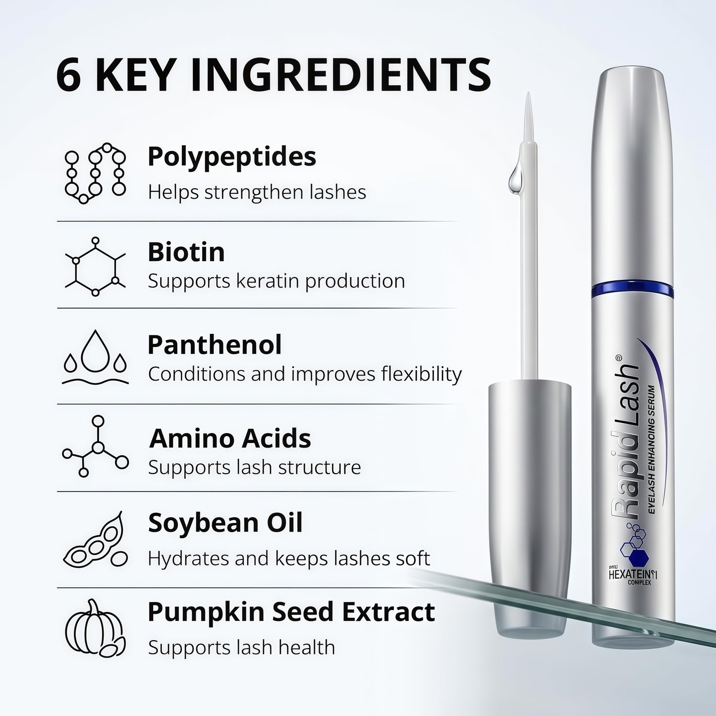 RapidLash Eyelash Enhancing Serum - 2 Month Supply, 3mL Results in 60 days - Hydrating formula for naturally longer, fuller & thicker-looking eyelashes - Apply once daily